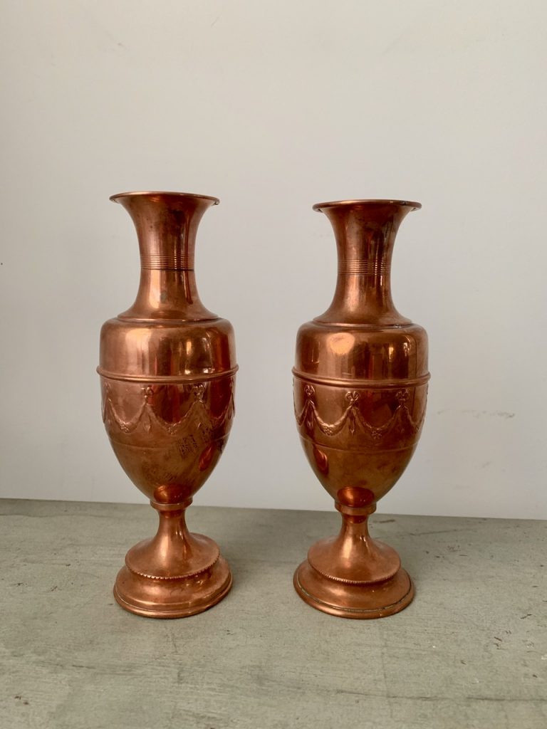 A pair of brass small vases, Denmark, A-957